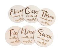 POPETPOP 6piezas Tarjetas De Logros Madera Naturales Tarjetas Mensuales Para Marcar Avances De Bebés Para Fotos De Recuerdo El Primer Año