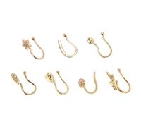 POPETPOP 7piezas Aros Nasales Falsos Dorados Pinza Nasal De Corazón Decoración Pinzas para Nariz Adornos Nasales para Mujer Un Pendiente Nasal Sin Perforación