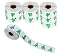 POPETPOP 8 Rollos Rollos de Pegatinas Adhesivas para Árbol de Navidad Papel Couché Autoadhesivo, Diseño Festivo y Fácil de Pegar y Despegar para Decoraciones Navideñas