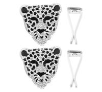 POPETPOP Accesorios Metálicos Creativos Clip Ambientador Cabeza de Leopardo y Pedrería Pack de 2 Piezas para Coche para Embellecimiento Interior de Automóvil