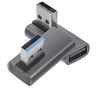POPETPOP Adaptador USB 3.0 Macho a Hembra Conexión Estable y Fiable Ángulo Recto 90, Diseño de Aleación de Pack de 2 Unidades para Portátil y Banco de Energía