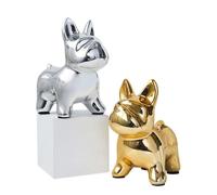 POPETPOP Alcancía de Cerámica Forma de Perro Dorado, Hucha Funcional para Guardar Dinero y Decorar el Escritorio