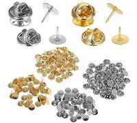 POPETPOP Alfileres y Pasadores Traseros de Metal para Manualidades, 100 Pares Cierre de Embrague, Aptos para Fabricación de Pulseras y Collares