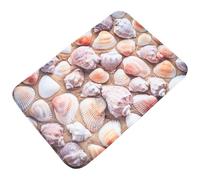 POPETPOP Alfombra de Baño Antideslizante Patrón de Conchas, Felpa Gruesa y Transpirable, Cojín Absorbente de Agua Adecuado para Dormitorio y Baño 40x60 Cm