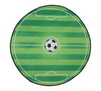POPETPOP Alfombra de Fútbol Redonda 60x60 Cm de Cristal Velvet Base Antideslizante, Lavable y Resistente a Manchas, para Dormitorio, Sala de Estar y Silla de Oficina, Alfombra Deportiva
