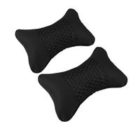 POPETPOP Almohada Multifuncional para Coche de Cuero Negro, Cojín de Apoyo Cuello Cremallera y Cinturón Elástico, Reposacabezas Ergonómico para Uso Todo el Año, Accesorios Automotrices