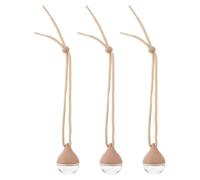 POPETPOP Ambientador Colgante para Coche 3 Piezas Forma de Lágrima Frascos Vacíos de Vidrio con Tapa y Detalles Madera Difusores de Aceites Esenciales para Decoración del Espejo