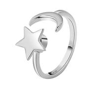 POPETPOP Anillo Ajustable Abierto para Mujer con Diseño Creativo de y Luna Cobre Elegante y Cómodo para Diario
