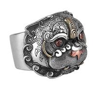 POPETPOP Anillo de Cobre Vintage Pi Yao para y Joyería Retro para Hombres y Mujeres Amuleto de Protección y Prosperidad Diseño y Chic para