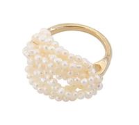 POPETPOP Anillo de Perla Hecho Mano Joyería de Perlas Naturales Anillo Multicapa de Algodón Elegante Decoración de Lujo Femeninos para Ocasiones Especiales