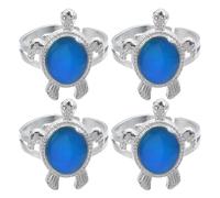 POPETPOP Anillo de Tortuga de Aleación que Cambia de Color por Temperatura, Anillo de Humor Unisex Pack de 4 Piezas Creativo para Uso Diario