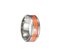 POPETPOP Anillo Unisex Luminoso de Acero Inoxidable con Diseño de Electrocardiograma Estilo Noctilucente Naranja Talla para Parejas y Ocasiones Especiales