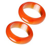 POPETPOP Anillos de Agata Roja Lisa, 2 Piezas de Piedra Natural para Mujer, Joyería Vintage Adecuado para Promesas y Regalos