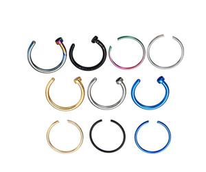 POPETPOP Anillos De Nariz y Labio De Acero Inoxidable, Conjunto Mixto De 22 Piezas, Perforación Corporal Segura Para Mujer, Diseño c Curvo, Uso Diario y Varios Tamaños