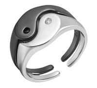 POPETPOP Anillos De Pareja Yin Yang Abiertos De Aleación, Anillo Ajustable a Juego Para Enamorados, Joyería Decorativa De Dedo Negro y Blanco, Adecuado Para San Valentín y Compromiso