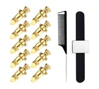 POPETPOP Anillos Decorativos para Segmentar el Cabello 10 Unidades Tamaño Único Metálicos Dorados para Peluquería Cosplay y Peinados Profesionales