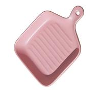 POPETPOP Bandeja de Cerámica Rosa para Servir con Asa para Hornear, Estilo Sencillo y Elegante, Resistente al Calor y Fácil de Usar y Decorar Hogar