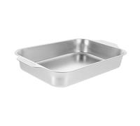 POPETPOP Bandeja Rectangular Inoxidable para Asar Pescado y Sartén de Cocina Portátil con Diseño para Cocinar y Servir Alimentos