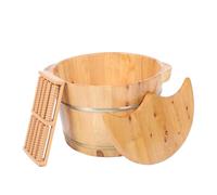 POPETPOP Bañera para Pies de Madera de Cedro Tapa y Masajeador Cubo para Remojar Pies Tamaño Mediano para Uso Doméstico Lavapiés Práctico y Duradero