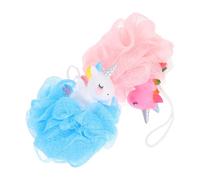 POPETPOP Bolas de Ducha de Malla Pe para Baño Infantil Diseño de Unicornios, Exfoliantes Secado Rápido, Pack de 2 Unidades Rosa para Limpieza Delicada