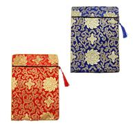 POPETPOP Bolsa de Brocado Estilo Chino para Escrituras Budistas, Doble Capa, Resistente a Manchas, Multipropósito, Adecuado para Viajar al Aire Libre, Paquete de 2 Piezas Rojo