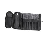 POPETPOP Bolsa Organizadora De Maquillaje Negra para Viaje Neceser Portátil Multifuncional para Almacenamiento De Brochas y Cosméticos Rollo Compacto y Ligero para Viajes y Uso Diario