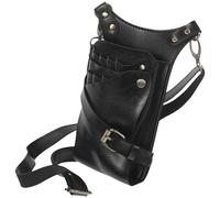 POPETPOP Bolsa para Tijeras de Peluquería Negra de PU Ligera y Resistente, Organizador Práctico para Peluquero Profesional Gran Capacidad y Protección contra Daños