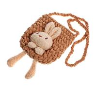 POPETPOP Bolso Bandolera de Conejito Kawaii para Niñas, Tejido de Lana, Bolso Cruzado 3D, Color Camel, Tamaño Pequeño, Adecuado para Viajes y Fiestas Infantiles