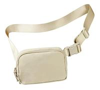 POPETPOP Bolso de Cintura Múltiples Métodos de Uso, Riñonera Pequeña para Correr y Viajes, Material Nylon Beige, Ideal para Actividades Deportivas y Senderismo