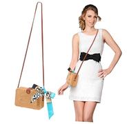 POPETPOP Bolso de Rafia Pequeño para Mujer Bolso Mano Mano con Pañuelo Ligero y Espacioso para Playa Verano y Uso Diario