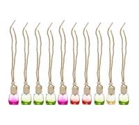POPETPOP Botella de Spray Rellenable de Vidrio y Madera Diseño Colgante para Coche, Pack de 10 Botellas de Perfume Vacías y Aromáticas Color Aleatorio