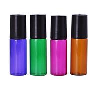 POPETPOP Botellas de Viaje Rellenable de Vidrio de 5 Ml, Pack de 4 Unidades Bolsa, Diseño Compacto Prueba de Fugas para Perfumes y Agua Médica en Uso al Aire Libre Color Aleatorio