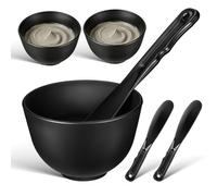 POPETPOP Bowl mezcla mascarillas faciales de silicona negro, 1 set reutilizable con 3 espátulas aplicadoras, para beauty routine y spa facial