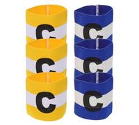 POPETPOP Brazaletes de Capitán para Fútbol 6 Piezas Elásticos de Nailon Ajustables Colores Amarillo y Azul Ideales para Partidos y Entrenamiento Juvenil al Aire Libre