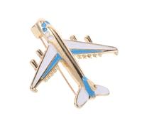 POPETPOP Broche Avión Elegante Aleación para Mujer Pin Distintivo DIY Ropa Accesorios Azul Único para Traje y Bolso