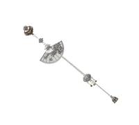 POPETPOP Broche Chino de Abanico Vintage con Borla Colgante Accesorio para Mujer Estilo Clip Diseño Plum Blossom Complemento Tradicional para Ropa China Broches para Mujer