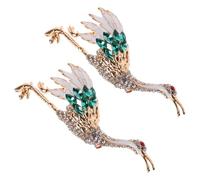 POPETPOP Broche de Aleación Forma de Grulla y Perlas, Accesorio Delicado para Ropa, 2piezas para Uso Diario y Eventos Elegantes de Mujeres y Niñas