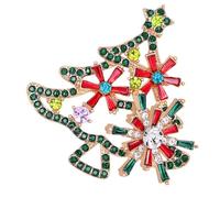 POPETPOP Broche de Árbol de Navidad de Aleación Gemas de Imitación Pin Navideño para Mujer Accesorio de Ropa Duradero y Elegante Broche de Solapa para Abrigo y Fiesta Joyas Navideñas