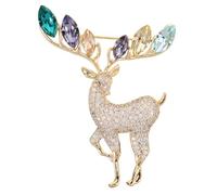 POPETPOP Broche de Ciervo Vintage con Cristales Pin de Solapa Elegante para Mujer Decoración Festiva de Navidad para Abrigo Chal o Vestido Accesorio Versátil y Sofisticado para Fiesta