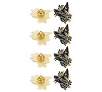 POPETPOP Broche de Gato de Aleación Negro Sombrero de Bruja Esmaltado Pin de Solapa Halloween 8 Piezas Accesorio Ligero para Mochilas Suéteres y Disfraces Festivos
