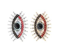 POPETPOP Broche de Ojo Turco Vintage Gemas de Imitación Conjunto de 2 Broches para Mujer en Tonos Plata y Oro Joyería para Bufandas Cárdigans y Decoración de Solapa