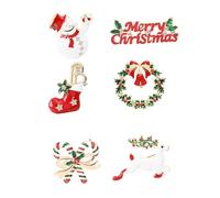 POPETPOP Broche de Ramillete Navideño de 6 Piezas de Aleación, Accesorio Creativo para Celebraciones y Esencial de Vestuario Diseño Especial de Festival Varios estilos