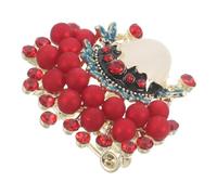POPETPOP Broche de Solapa Estilo Ópera de Pekín para Mujer Broche Vintage Artesanal Motivo de Flor Roja Accesorio Multifuncional para Abrigo Chal o Mochila Pin Chino Decorativo