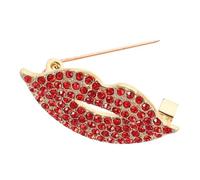 POPETPOP Broche De Solapa Labios Rojos Incrustaciones De Gemas De Imitación, Accesorio De Traje Elegante, Diseño Creativo, Para Fiestas y Eventos, Tamaño Pequeño