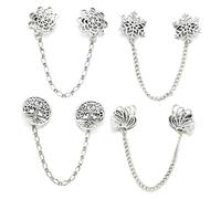 POPETPOP Broche Vintage para Suéter Mujer Clip para Cuello de Camisa y Vestido Cadena de Collar de Aleación Duradera Set de 4 Piezas para Chal Bufanda y Cárdigan Accesorios Bijouterie