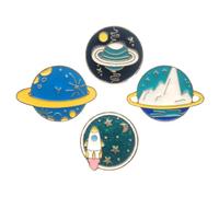 POPETPOP Broches de Aleación Estilo Planeta 4 Piezas, Alfileres de Seguridad para Cárdigan y Falda, Diseño Geométrico Metálico, Accesorios Creativos y Ligeros para Decoración de Ropa