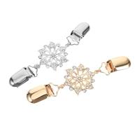 POPETPOP Broches para Bufanda Diseño Floral Calado Set de 2 Clips para Suéter en Color Dorado y Plateado Pinzas para Chal Gemas de Imitación Accesorio Elegante para Mujer