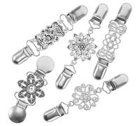 POPETPOP Broches Retro para Mujer 5 Piezas Clips para Suéter Chal y Vestido Aleación Metálica Plateada Diseño Vintage para Cuellos de Cárdigan y Camisas Accesorios Elegantes para Ropa