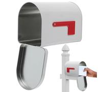 POPETPOP Buzón de Juguete de Hojalata con Bandera de Señalización en Relieve, Buzón de Metal para Niños, Casita de Juegos para Exteriores, Soporte para Cartas para Armar Uno Mismo - Blanco