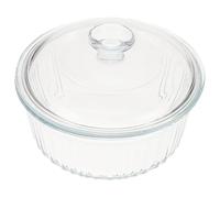 POPETPOP Cacerola de Vidrio Borosilicato Redonda 1.6l con Tapa Transparente Apta para Horno y Estufa, Cazuela para Cocinar Guisos y Sopas, Utensilio de Cocina para Hogar